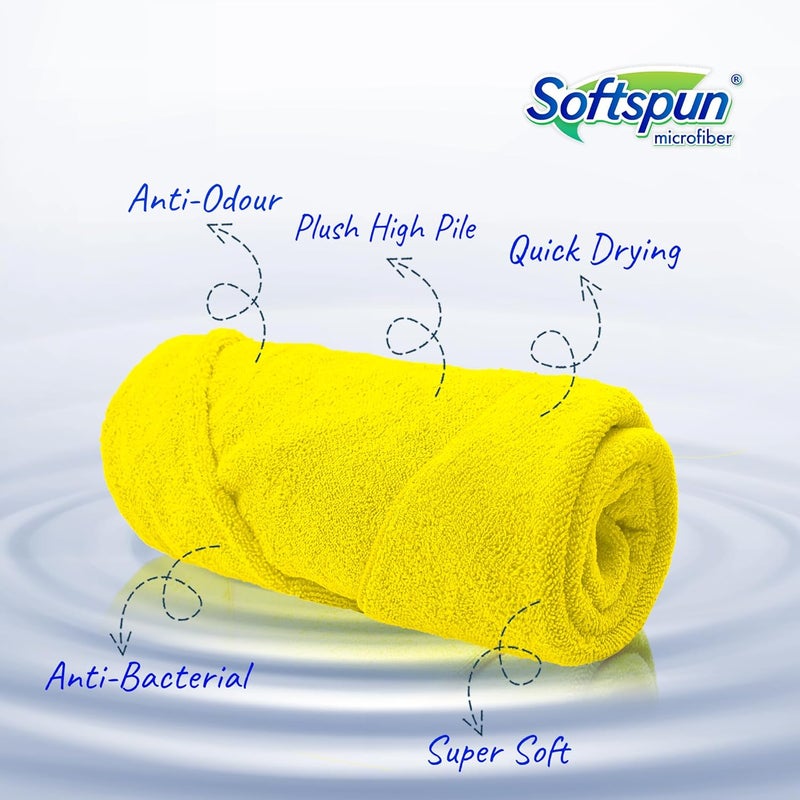 SOFTSPUN Microfiber Gym & Sports Towels for Men & Women 1pcs Yellow 340 GSM 60X120cms Fast Drying Super Absorbent Lightweight & Ultra Compact Sweat Towels for Working Out Camping Hiking Travel. - Image 2