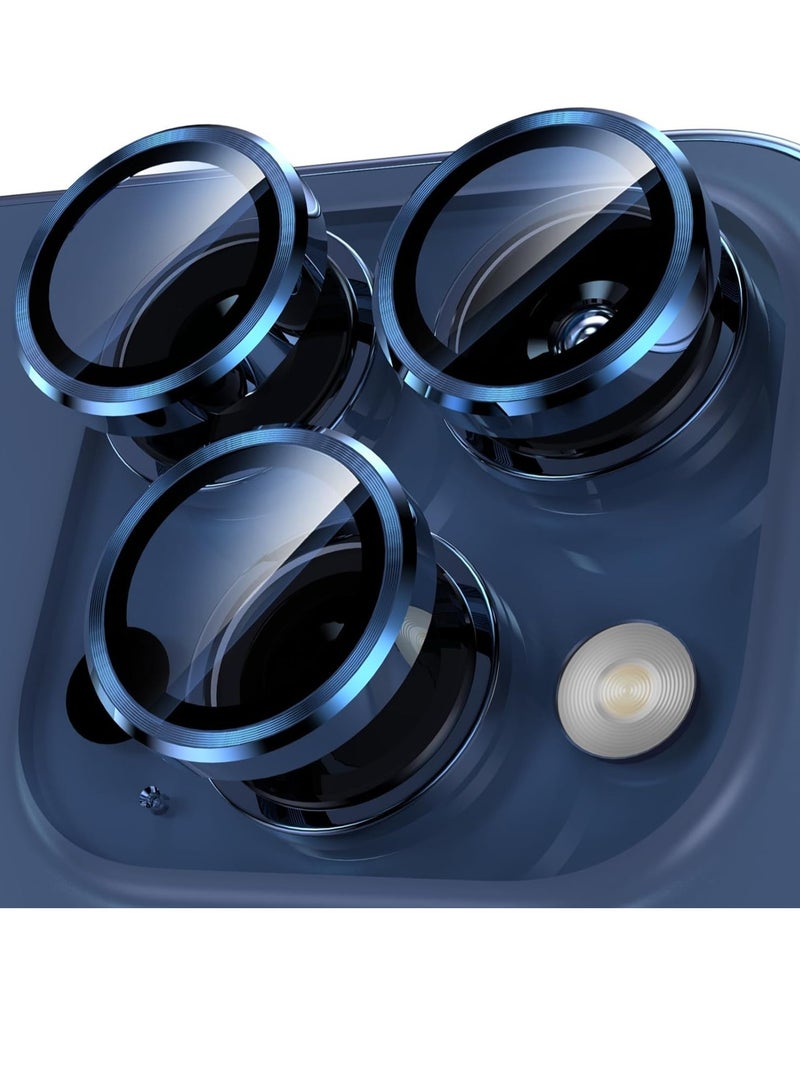 ELTRAZONE iPhone 15 Pro - iPhone 15 Pro Max Camera Lens Protector, 9H Tempered Glass Camera Cover Screen Protector Metal Individual Ring for iPhone 15Pro 6.1 inch iPhone 15 ProMax 6.7 inch (Blue Titanium) - Image 1