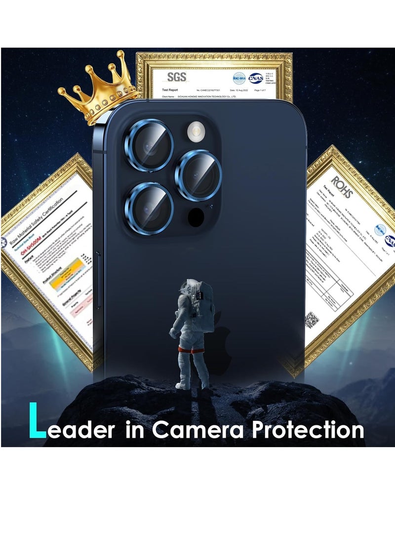 ELTRAZONE iPhone 15 Pro - iPhone 15 Pro Max Camera Lens Protector, 9H Tempered Glass Camera Cover Screen Protector Metal Individual Ring for iPhone 15Pro 6.1 inch iPhone 15 ProMax 6.7 inch (Blue Titanium) - Image 4