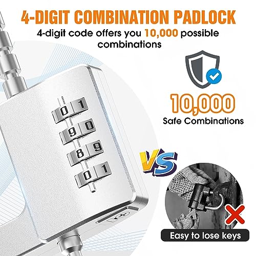 MeBantoo Cabinet Lock with Combination Adjustable UShaped Combination Cabinet Lock Latches for Gym Locker Closet Fences Luggage Double Doors Silver 2pcs - Image 3