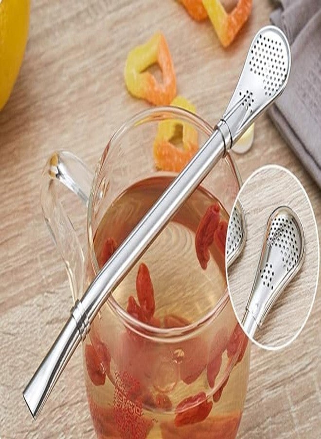 ISTORE Stainless Steel Drinking Straws with Filter Spoon, Detachable Tea Straws, Reusable for Loose Tea, Coffee, Drinks, Barware Strainer Stirring Straws - Image 3