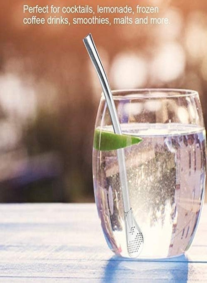 ISTORE Stainless Steel Drinking Straws with Filter Spoon, Detachable Tea Straws, Reusable for Loose Tea, Coffee, Drinks, Barware Strainer Stirring Straws - Image 2