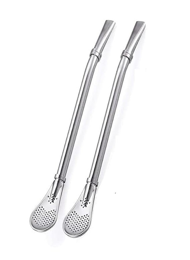 ISTORE Stainless Steel Drinking Straws with Filter Spoon, Detachable Tea Straws, Reusable for Loose Tea, Coffee, Drinks, Barware Strainer Stirring Straws - Image 1