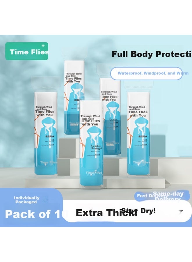 Sometimes Disposable Thickened Portable Card Raincoat For Adults, Outdoor Mountaineering Hiking Travel Poncho, Pack Of 10 - Image 1