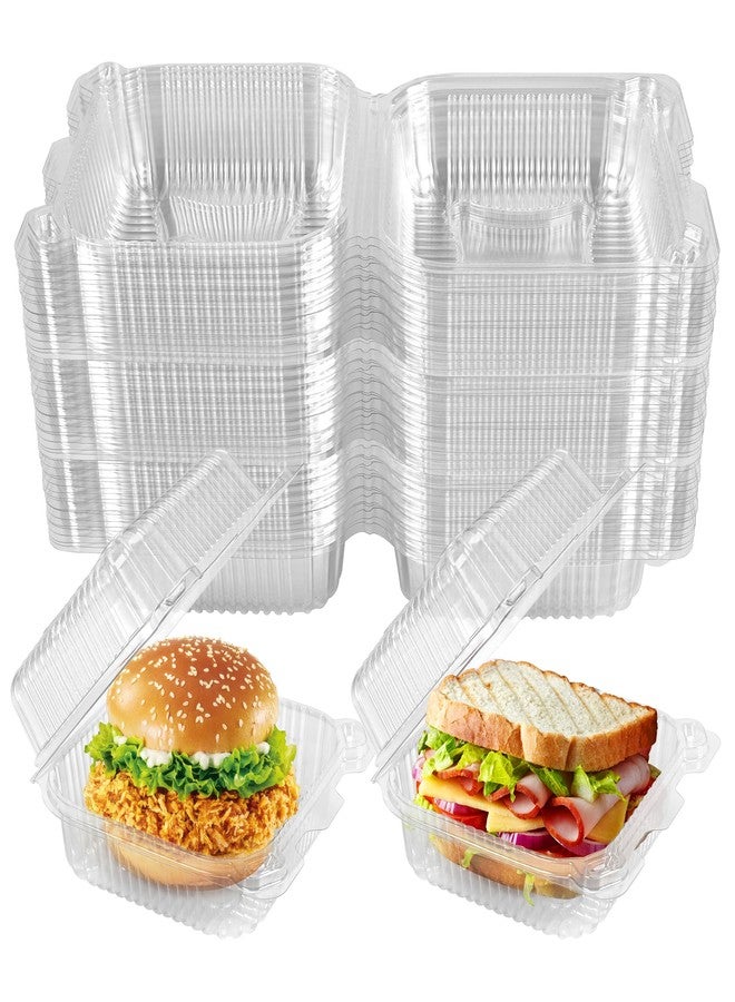 NPLUX 50 Pack Clear Thickening Plastic Hinged Take Out Containers Disposable Clamshell Food Cake Containers with Lids 5.8 x 5.8 x 2.75 inch for Dessert, Cakes, Salads, Pasta, Sandwiches - Image 1