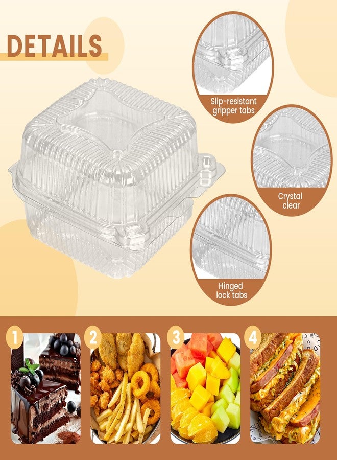 NPLUX 50 Pack Clear Thickening Plastic Hinged Take Out Containers Disposable Clamshell Food Cake Containers with Lids 5.8 x 5.8 x 2.75 inch for Dessert, Cakes, Salads, Pasta, Sandwiches - Image 5