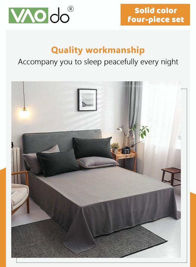 VAOdo 4PCS Bedding Set Skin Friendly Soft Comforter Set Including Sheets Duvet Cover and 2 Pillows 2.0 Bed 200*230CM - Image 2