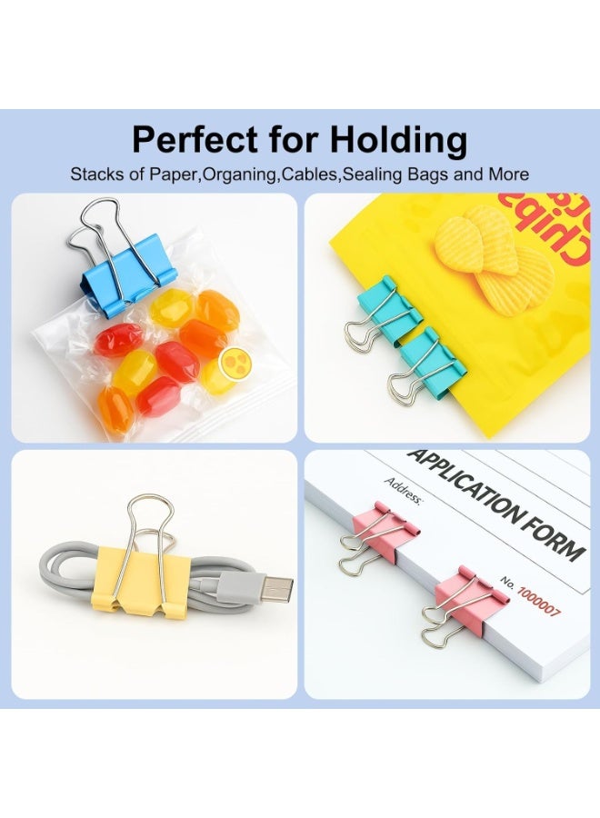 YIZHWANG 48 Pcs Binder Clips – Steel Paper Clamps, Holds Up to 50 Sheets, Quality Tempered Paper Clips for Home, School, Crafts, Office Supplies Paper Clamps (Multi-colour) - Image 4