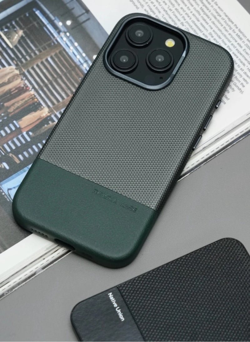 YANCI iPhone 16 Pro Max Magsafe Case Cuir Two Tone Leather Cover / Hybrid Case /Compact Design / Durable Back Cover - Green - Image 1