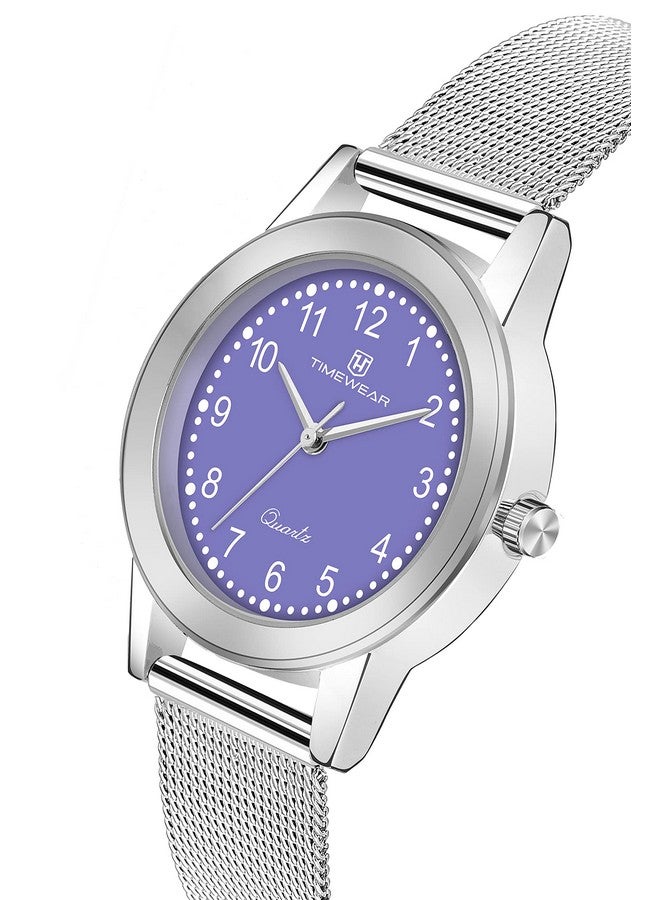 TIMEWEAR Analog Purple Number Dial Stainless Steel Strap Watch for Women - Image 3