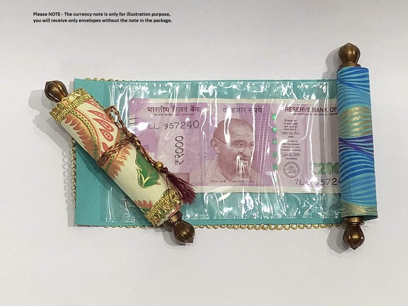 KRIWIN Handmade Paper Pack of 10 Multi Color Ethnic Scroll Style Shagun Envelope Sagan Gift Envelopes (Pack of 10) - Image 3