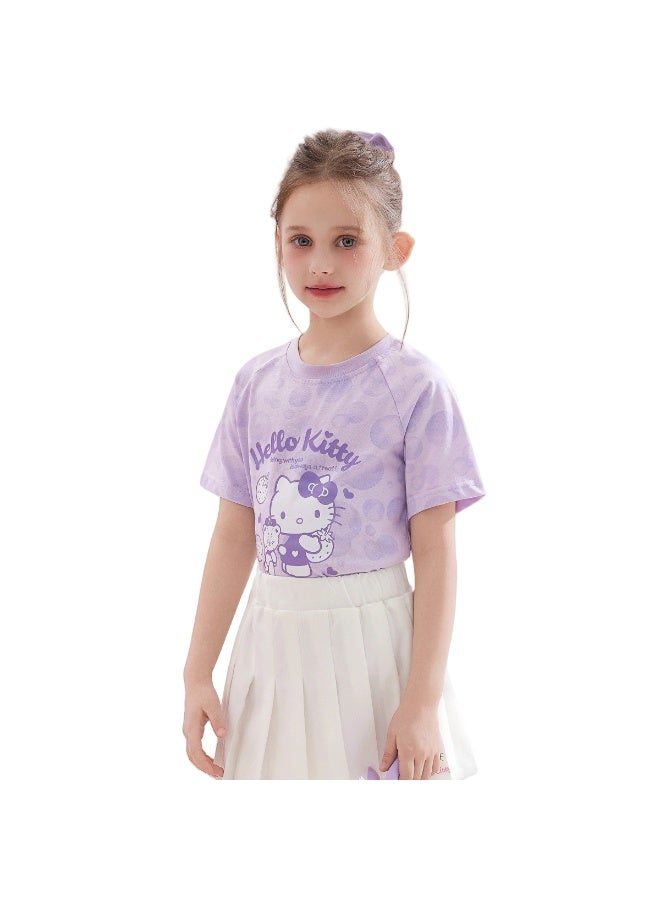 هالو كيتي مرحبا كيتي الصيف المتوسطة والكبيرة للأطفال الكرتون 100 ٪ القطن تي شيرت - Image 1