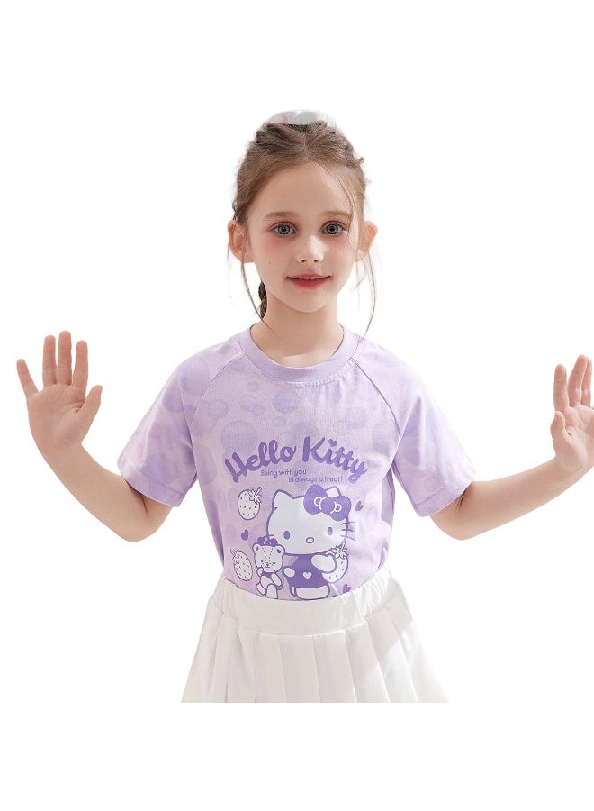هالو كيتي مرحبا كيتي الصيف المتوسطة والكبيرة للأطفال الكرتون 100 ٪ القطن تي شيرت - Image 3