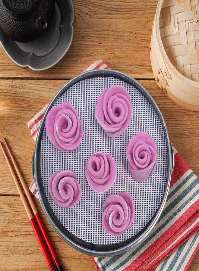 HYCSC Silicone Steamer Liners, 10 Inch Reusable Silicone Air Fryer Liners, Non-Stick Bamboo Steamer Liner, Silicone Steamer Mat Dim Sum Mesh for dumpling steamer, air fryer(4PCS) - Image 5