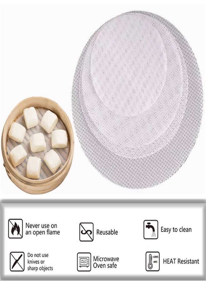 HYCSC Silicone Steamer Liners, 10 Inch Reusable Silicone Air Fryer Liners, Non-Stick Bamboo Steamer Liner, Silicone Steamer Mat Dim Sum Mesh for dumpling steamer, air fryer(4PCS) - Image 2
