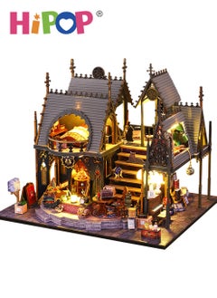 HIPOP DIY Dollhouse Miniature with Furniture Light, Wooden House Kit Dollhouse Kit Villa Model, Hands Craft Miniature Model for Boys Girls Children Handicraft Gift  - Image 1