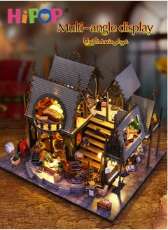 HIPOP DIY Dollhouse Miniature with Furniture Light, Wooden House Kit Dollhouse Kit Villa Model, Hands Craft Miniature Model for Boys Girls Children Handicraft Gift  - Image 2
