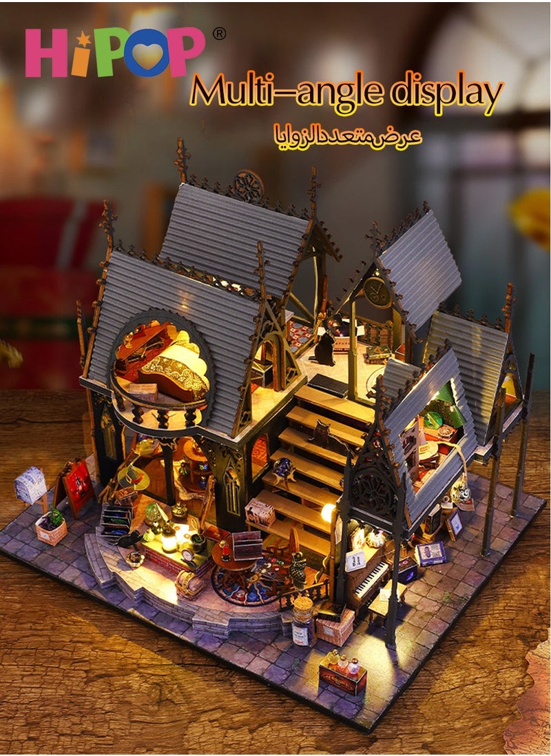 HIPOP DIY Dollhouse Miniature with Furniture Light, Wooden House Kit Dollhouse Kit Villa Model, Hands Craft Miniature Model for Boys Girls Children Handicraft Gift  - Image 2