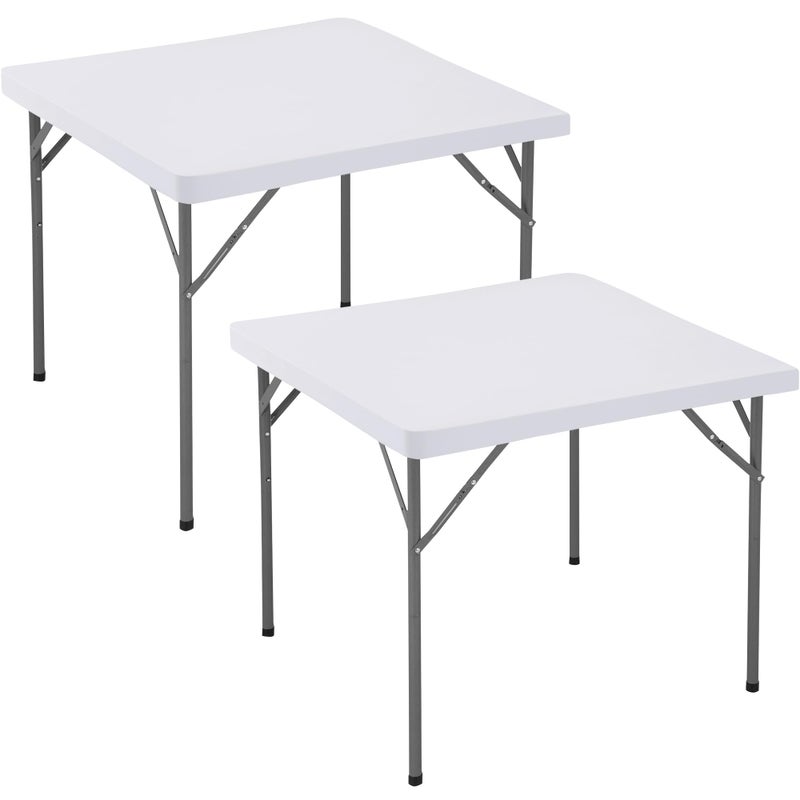 Enjoyidea Fitted Square Tablecloth 42x42 Inch-2 Pack White Card Table Elastic Spandex Table Covering-Small Stretch Folding Table Cloths Topper Cap for Kitchen Dining Picnic Patio Outdoor Party Tables - Image 1