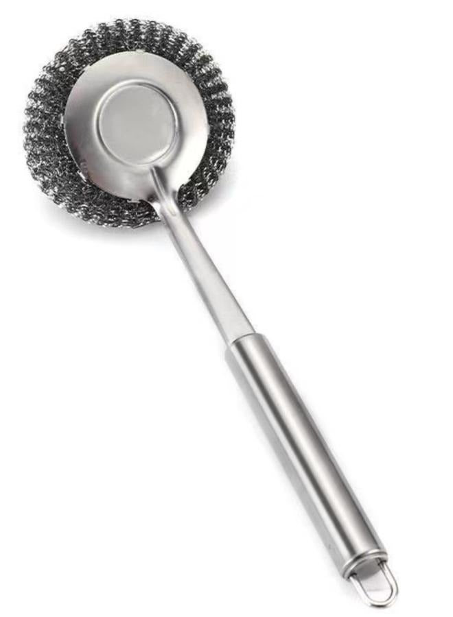 Stainless Steel Scourer Scrub Brush With Metal Handle For Pots Pans Grills BBQ Cleaning Brush For Grilling Dirt Remova Cleaning Brush - Image 1
