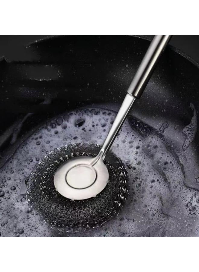 Stainless Steel Scourer Scrub Brush With Metal Handle For Pots Pans Grills BBQ Cleaning Brush For Grilling Dirt Remova Cleaning Brush - Image 4