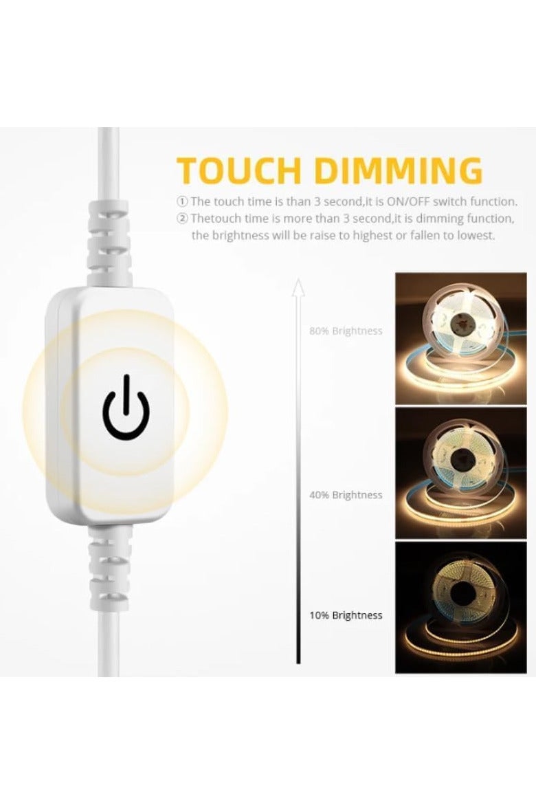 INSIJAM Led Strip Lights 5V USB 9.84ft/3m LED Touch Stepless Dimmable 3000K Warm White Flexible 5v led Lights for Bedroom Kitchen DIY Lighting Room Decor tv led Lights - Image 3