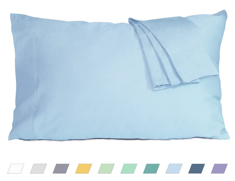 HOMTEC Cotton Pillow Cases King Size Set of 2  20 by 40 inches King Pillow Cases  Light Blue King Pillow Cases  King Pillowcases Cotton Percale Weave Pre-Shrunk Breathable and Hypoallergenic - Image 1