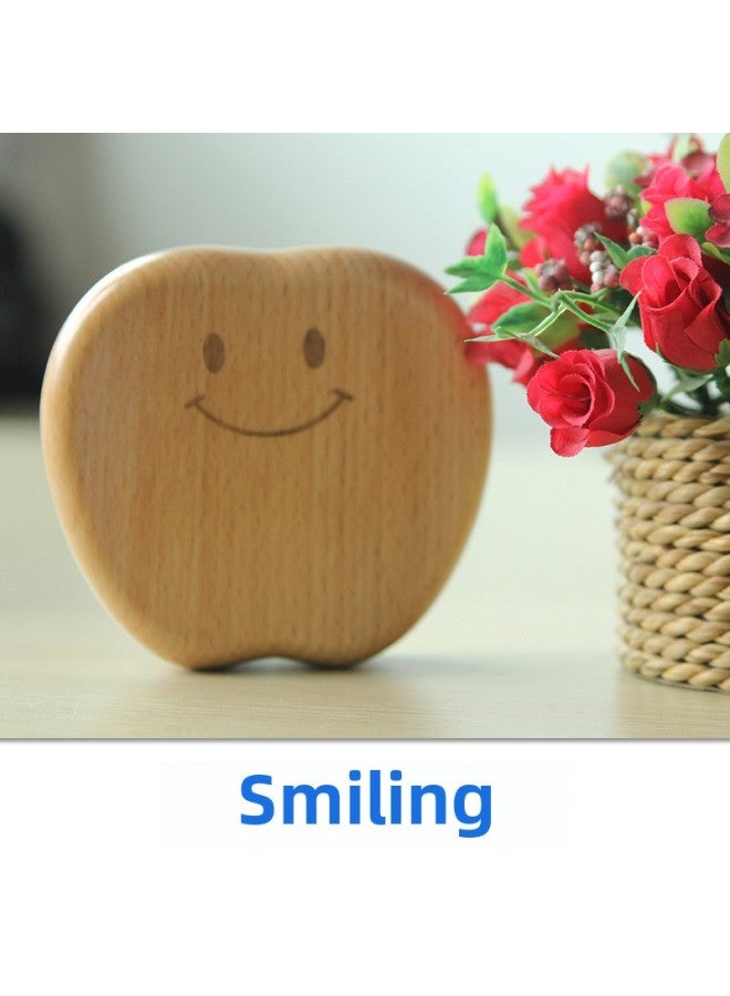 Wooden Baby Teeth Apple Egg-Shaped Cartoon Baby Teeth Storage Box Boys And Girls Birthday Gift Commemorative Box-Color:Small Open-Chinese  - Image 1