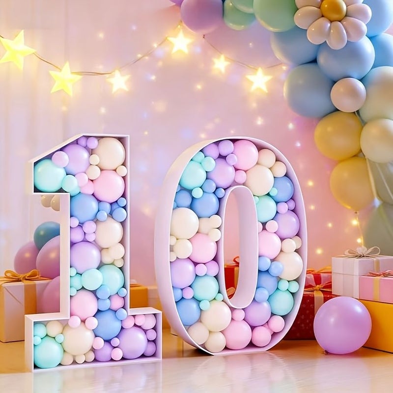 Giant Mosaic Number Balloon Frame 1pc 4ft 3ft 2.3ft Large Marquee Numbers White 9 47.24inch for Valentine's Day Birthday Party Anniversary Celebration Shower Bridal Shower No Power Required - Image 5