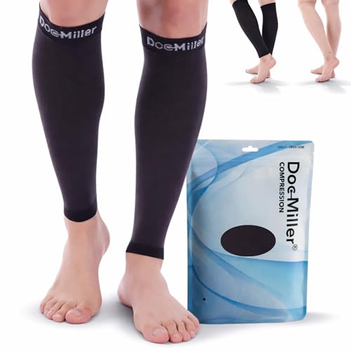 Doc Miller Calf Compression Sleeve for Petite Women & Men, 15-20 mmHg, Footless Leg Sleeve Brace for Varicose Veins, Pregnancy, Running & Cycling, Knee-High, Shin Splints, Recovery, 1 Pair - Image 1