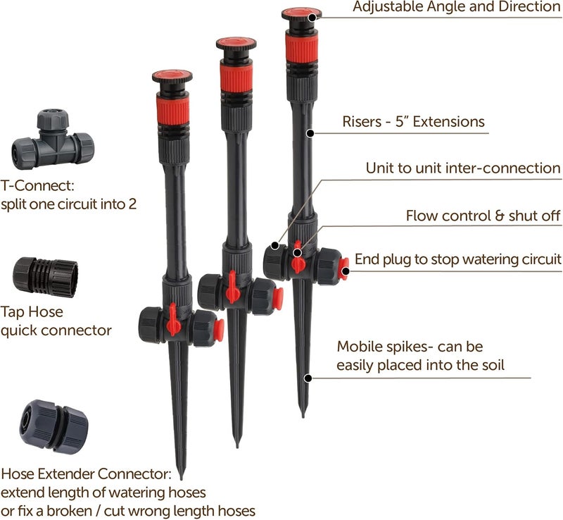 Eden 96093 Multi-Adjustable Flex Design Garden Sprinkler Set with Extensions for DIY Gardening - Image 5