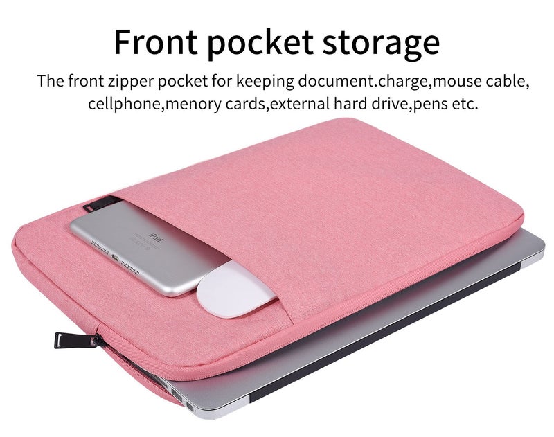 CaseBuy 14 Inch Laptop Sleeve Case Women Girls for DELL XPS 15, Latitude 5420 7420, Inspiron 14, Lenovo Flex 5, HP 14 Laptop, Razer Blade 15, Laptop Cover 14 inch Water Resistant Computer Bag -Pink - Image 4
