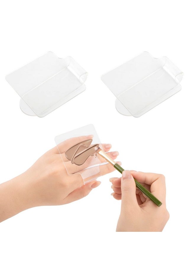 AUEAR - AUEAR, 3 Pack Professional Makeup Hand-held Palette Mixing Tray Clear Acrylic Nail Art Manicure or Foundation Eye Shadow Cremes Powders and Cosmetics - Image 1