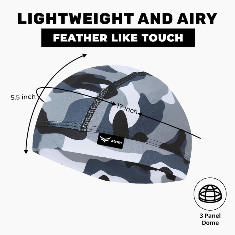 XTRIM Unisex Helmet Skull Cap for Bikers & Cyclists, Cotton Head Cap, Hair Inner Helmet Cap for Men, Sweat Cooling Beanie Cap for Men for Women, Skull Mask for Summer, Bike Accessories (Camo Blue) - Image 5