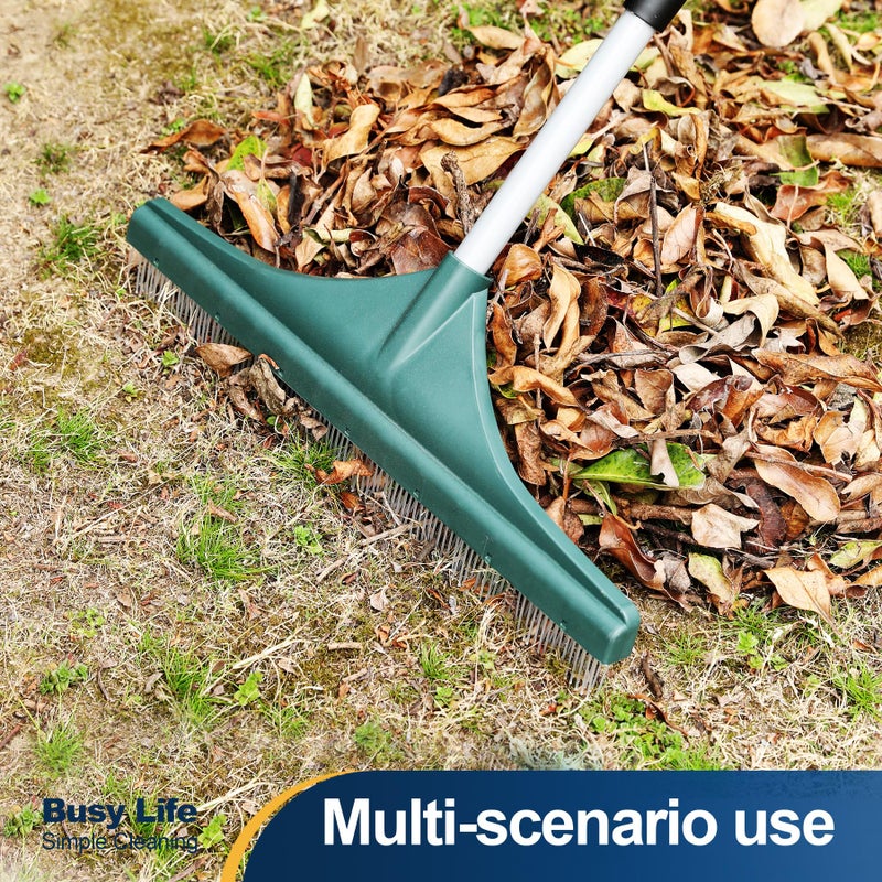 Yocada Artificial Turf Rake Grass Brush Broom Carpet Lawn Leaf Rake Cleaner Broom Telescopic Iron Pole for Yard Cleaning and Pet Hair Removal 56.69" - Image 4