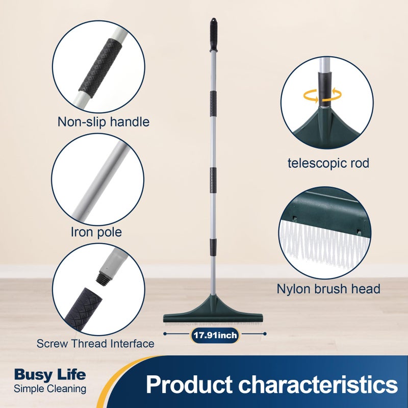 Yocada Artificial Turf Rake Grass Brush Broom Carpet Lawn Leaf Rake Cleaner Broom Telescopic Iron Pole for Yard Cleaning and Pet Hair Removal 56.69" - Image 3