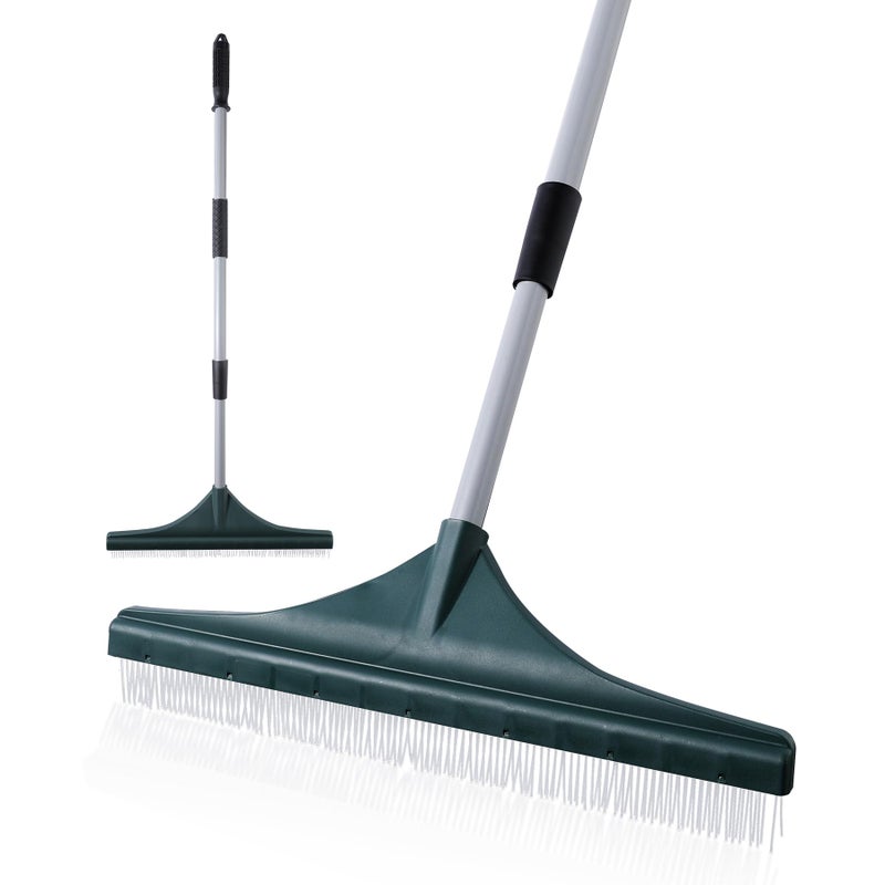 Yocada Artificial Turf Rake Grass Brush Broom Carpet Lawn Leaf Rake Cleaner Broom Telescopic Iron Pole for Yard Cleaning and Pet Hair Removal 56.69" - Image 1