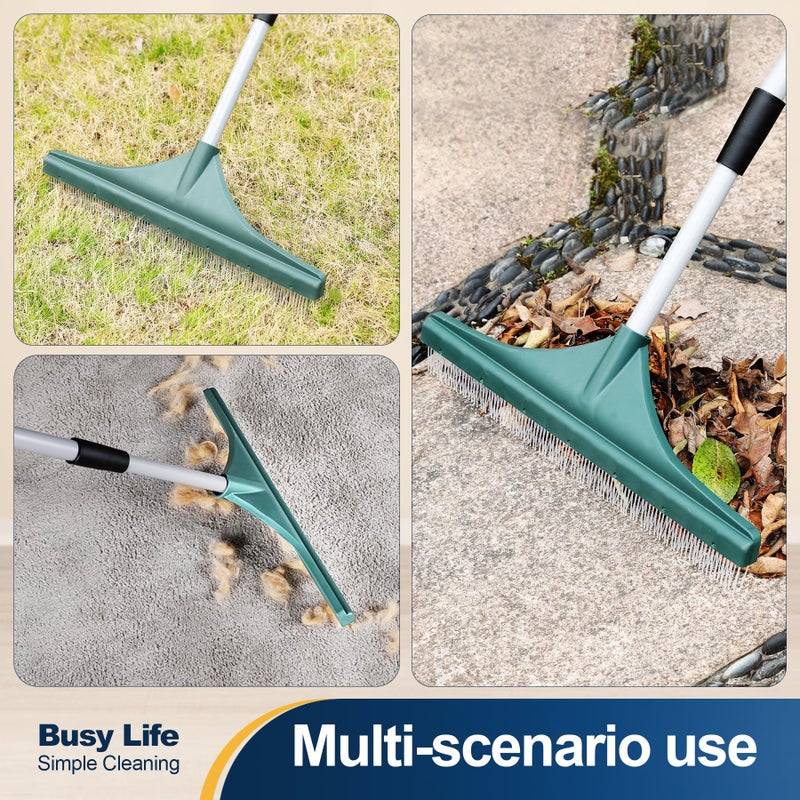 Yocada Artificial Turf Rake Grass Brush Broom Carpet Lawn Leaf Rake Cleaner Broom Telescopic Iron Pole for Yard Cleaning and Pet Hair Removal 56.69" - Image 5