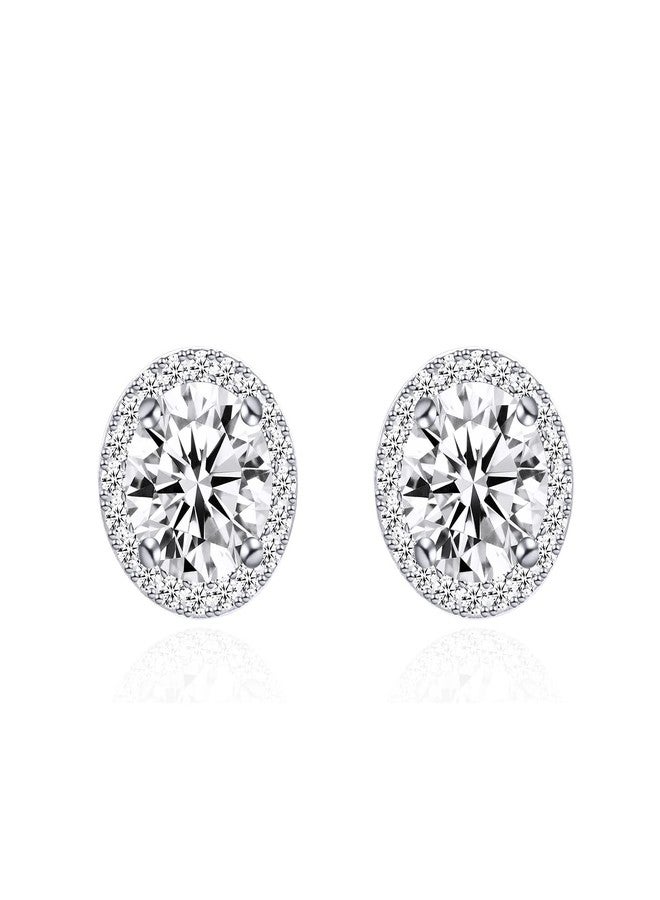 YOQUCOL Bright 10mm Cubic Zirconia Crystal Stud Earrings Round Pierced Earring For Women - Image 1
