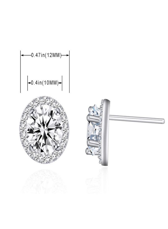 YOQUCOL Bright 10mm Cubic Zirconia Crystal Stud Earrings Round Pierced Earring For Women - Image 2