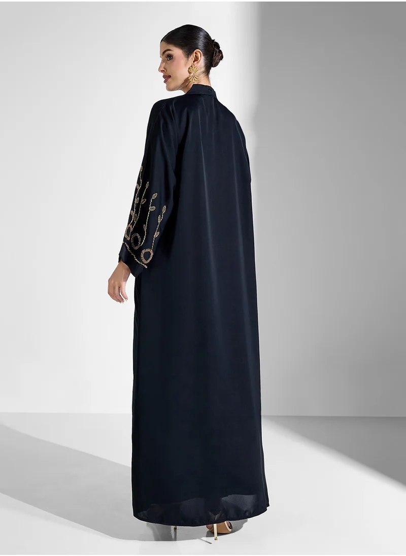 Khizana Abaya With Embellished Sleeves & Sheila