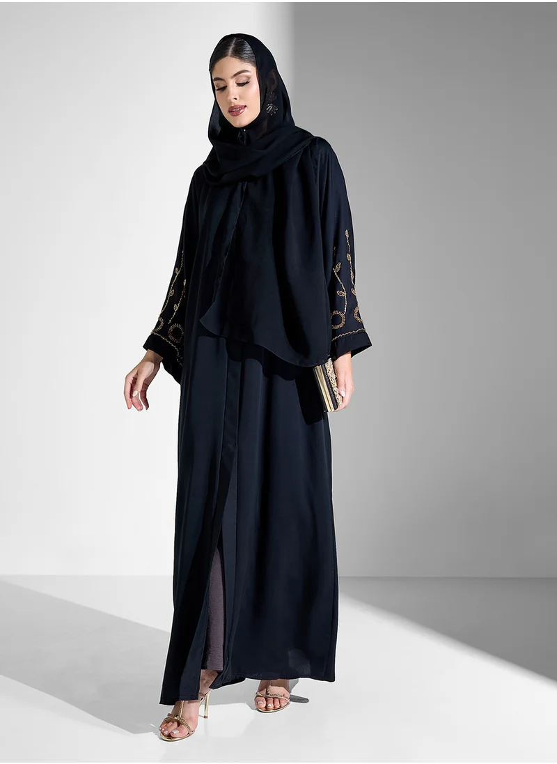 Khizana Abaya With Embellished Sleeves & Sheila