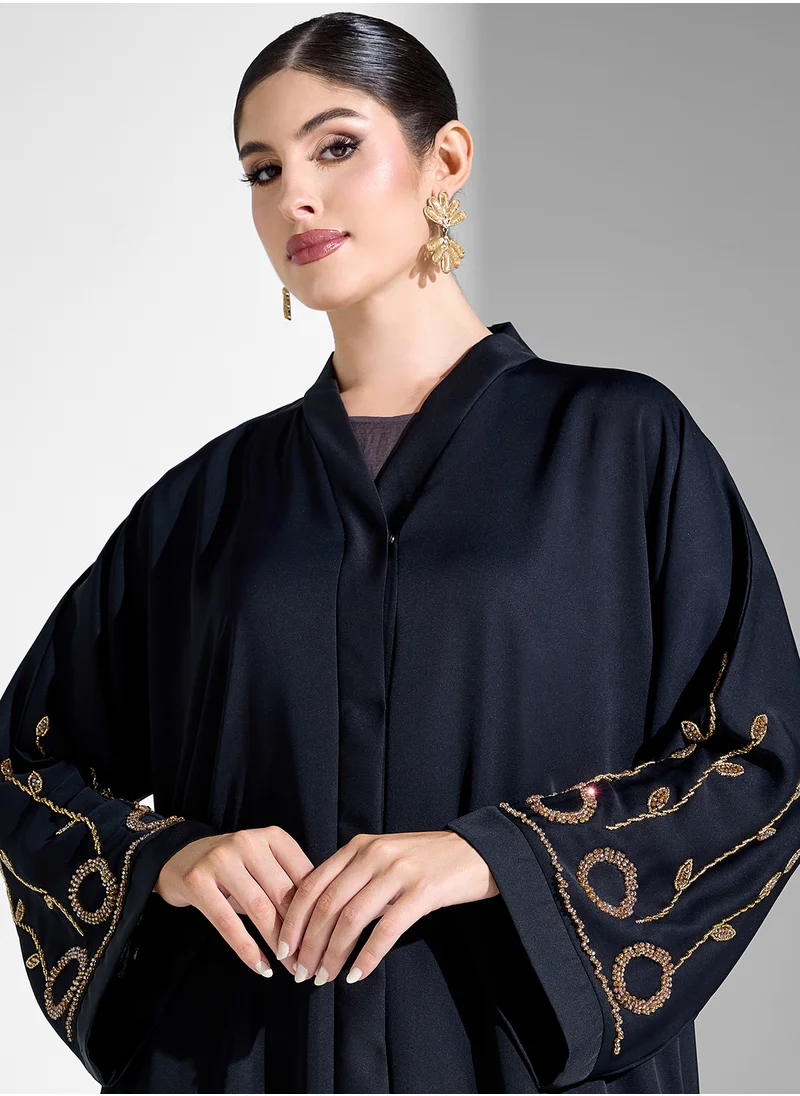 Khizana Abaya With Embellished Sleeves & Sheila