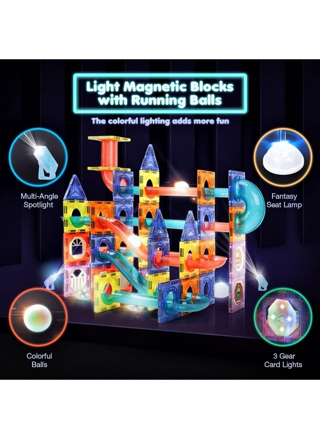 Magicwand® 110 Pcs 3D Magical Magnetic Construction STEM & STEAM Light Blocks & Race Track for Kids【3 Yrs & Up】【Pack of 1 Set】【Multi-Colored】