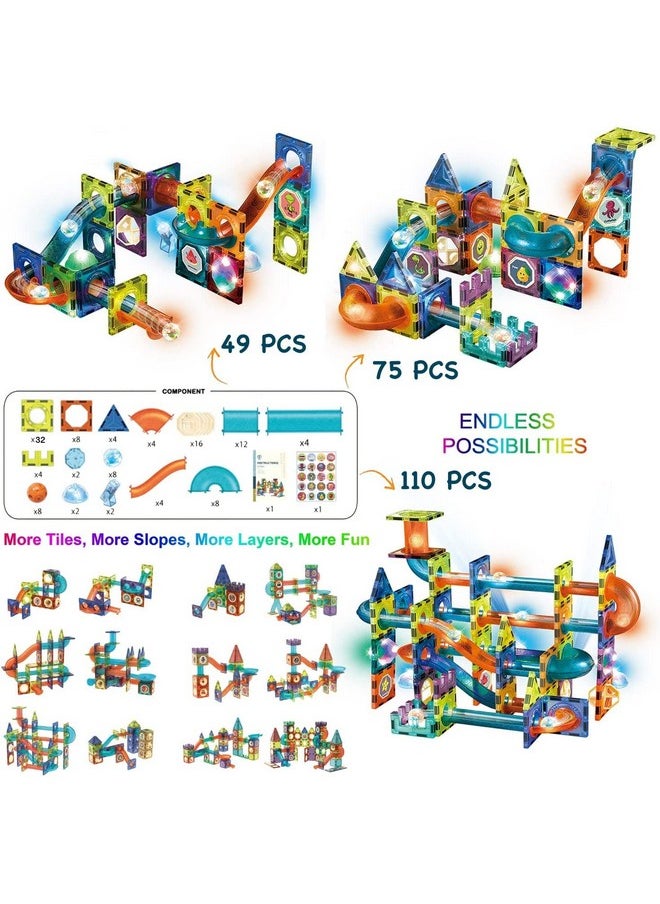 Magicwand® 110 Pcs 3D Magical Magnetic Construction STEM & STEAM Light Blocks & Race Track for Kids【3 Yrs & Up】【Pack of 1 Set】【Multi-Colored】