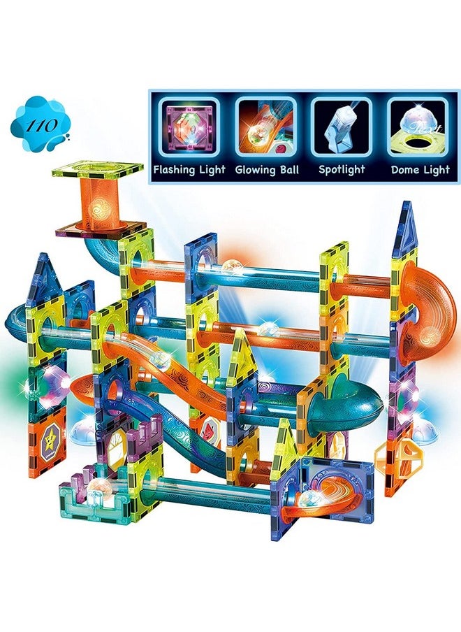 Magicwand® 110 Pcs 3D Magical Magnetic Construction STEM & STEAM Light Blocks & Race Track for Kids【3 Yrs & Up】【Pack of 1 Set】【Multi-Colored】