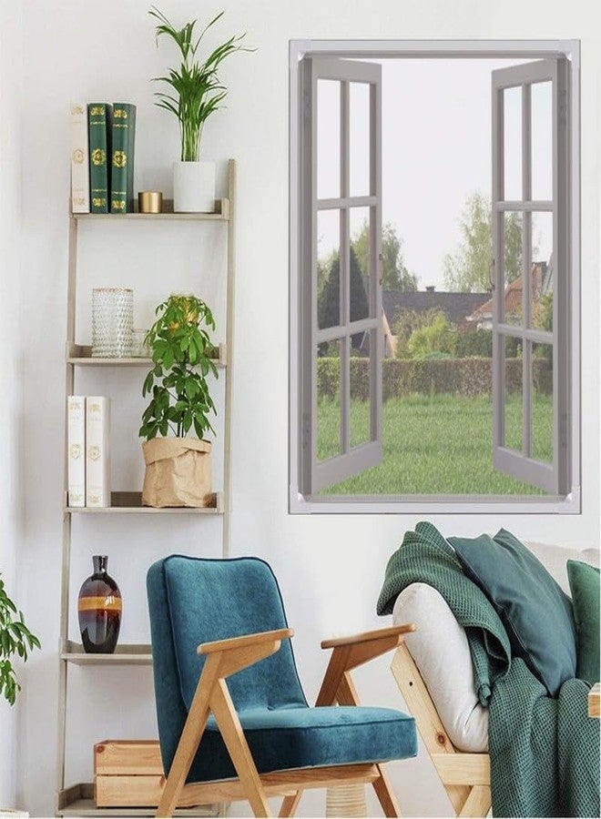 ZIMBLE زيمبل (60 × 48 بوصة) - 5 × 4 قدم (عبوة واحدة)، لون كريمي، مخيطة مسبقًا، ناموسية نوافذ، لاصقة مع خطاف وحلقة لإطار النافذة، إطار خشبي | متينة وآمنة للغاية - Image 4