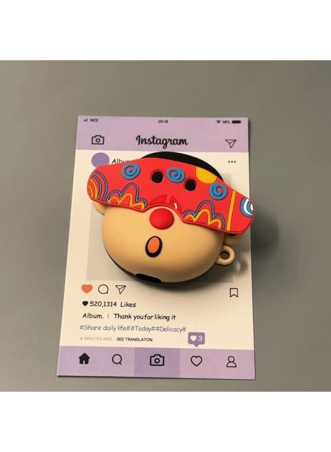 Creative Cartoon Pattern Wireless Bluetooth Headset Cover For Airpods4 Headset Protective Shell For Apple 2/3/Pro2-Color:Blue Kt Magic Book + Hook-Applicable Models:airpods4 - Image 2