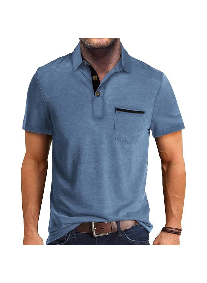 Lexiart Mens Fashion Polo Shirts Cotton Classic Short Sleeve Lightweight Button Shirt with Pocket - Image 1