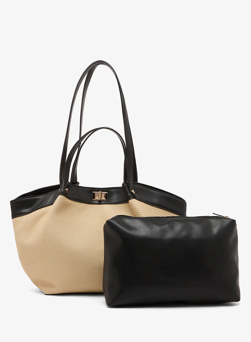 Ella Structured Colourblock Textured Tote Bag